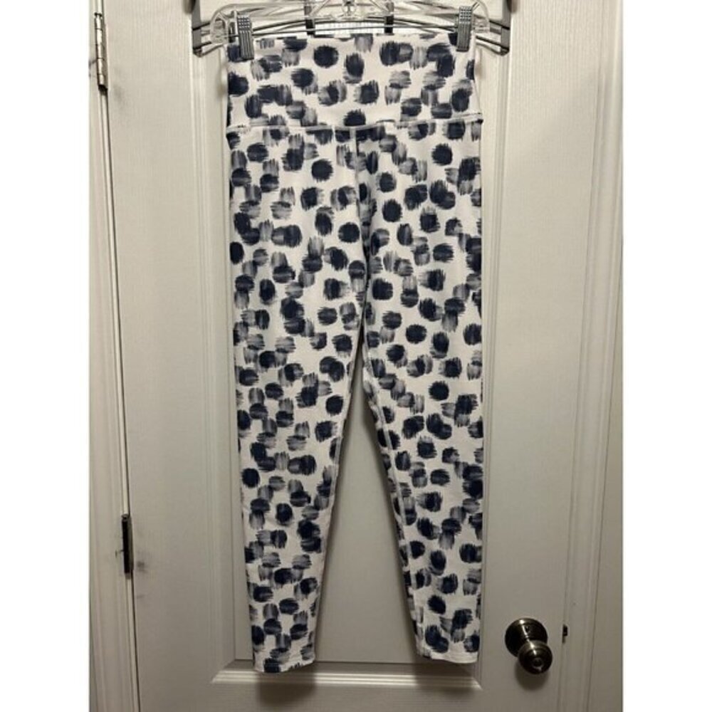Soul by Soulcycle‎ Leggings Women's Size M Blue and White Brushstrokes EUC